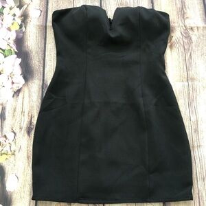 New Black Strapless Woven Short Cocktail Dress